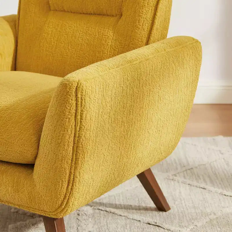 Fauteuil d'appoint confortable Art Leon en flanelle jacquard avec pieds en bois