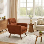 Fauteuil d'appoint confortable Art Leon en flanelle jacquard avec pieds en bois