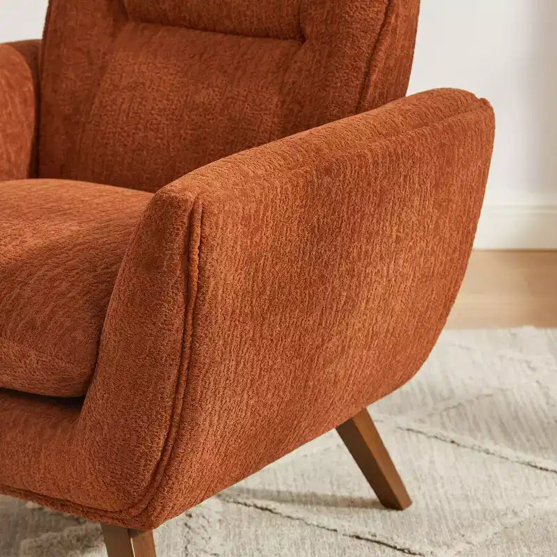 Fauteuil d'appoint confortable Art Leon en flanelle jacquard avec pieds en bois