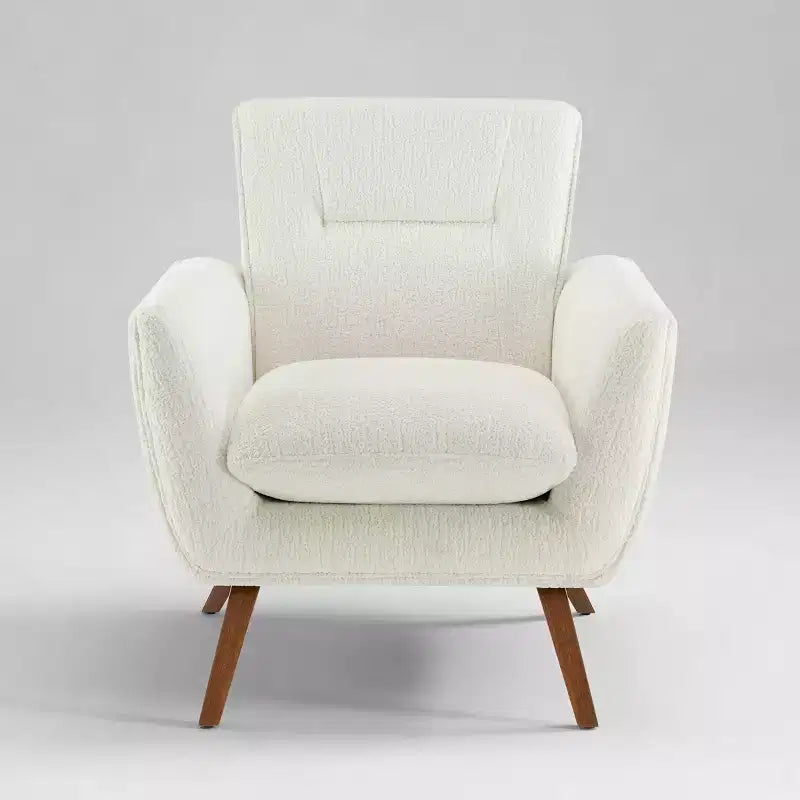 Fauteuil d'appoint confortable Art Leon en flanelle jacquard avec pieds en bois