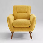 Fauteuil d'appoint confortable Art Leon en flanelle jacquard avec pieds en bois