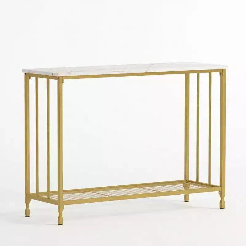Console, tables d'appoint, table d'entrée étroite avec étagère en bois et cadre en métal, 41,5" de longueur, table derrière le canapé, table de couloir industrielle pour salon