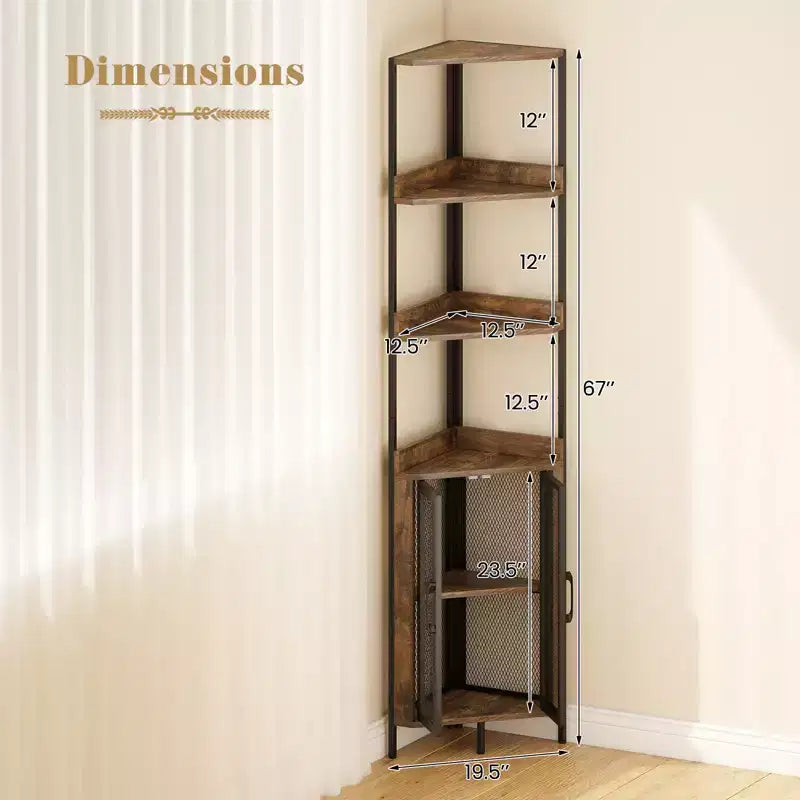 Gymax Étagère d'Angle à 6 Niveaux Bibliothèque d'Angle de 170 cm de Haut avec Meuble & Étagère Réglable