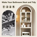 Meuble de rangement arqué au-dessus des toilettes avec portes en acrylique, étagère de salle de bain, meuble de salle de bain moderne avec étagère réglable