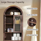 Meuble de rangement arqué au-dessus des toilettes avec portes en acrylique, étagère de salle de bain, meuble de salle de bain moderne avec étagère réglable