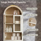 Meuble de rangement arqué au-dessus des toilettes avec portes en acrylique, étagère de salle de bain, meuble de salle de bain moderne avec étagère réglable