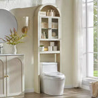 Meuble de rangement arqué au-dessus des toilettes avec portes en acrylique, étagère de salle de bain, meuble de salle de bain moderne avec étagère réglable