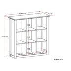 Bibliothèque et unité de rangement transitionnelle à 9 casiers Stratford en BOIS MASSIF de 45 po x 43 po