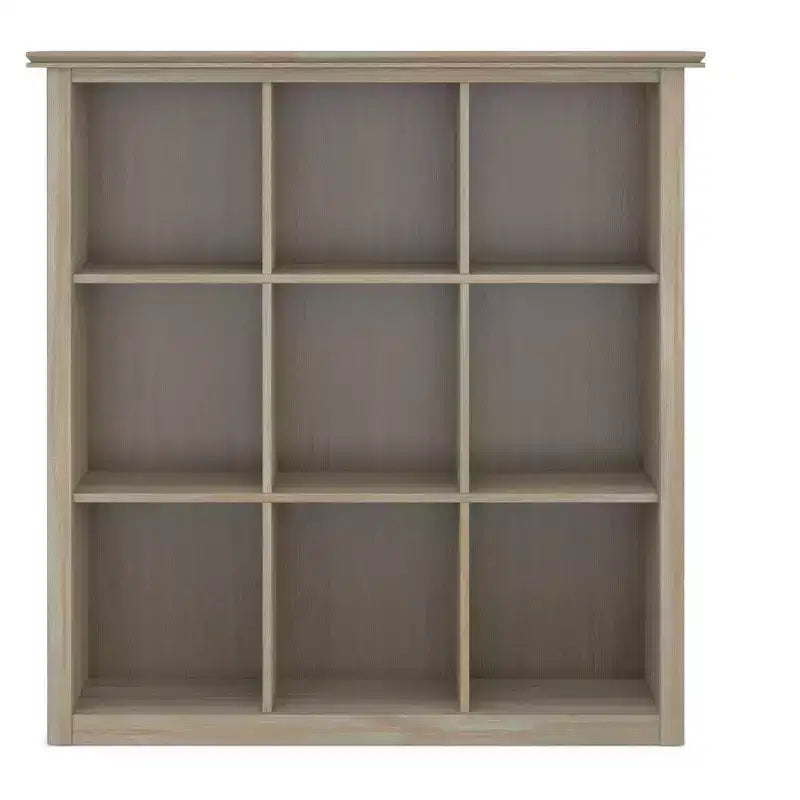 Bibliothèque et unité de rangement transitionnelle à 9 casiers Stratford en BOIS MASSIF de 45 po x 43 po