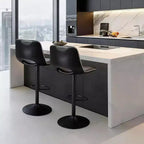 Set of 2 Adjustable Bar Stools, Heavy Duty Counter Height Stools with Gas Lift for Kitchen Island Dining Room, Black