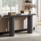Console moderne de 63 po, tables d'entrée étroites pour couloir, plateau en faux marbre avec texture en arc, table d'appoint canapé cannelée pour salon