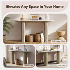 Console moderne de 63 po, tables d'entrée étroites pour couloir, plateau en faux marbre avec texture en arc, table d'appoint canapé cannelée pour salon
