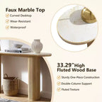 Console moderne de 63 po, tables d'entrée étroites pour couloir, plateau en faux marbre avec texture en arc, table d'appoint canapé cannelée pour salon