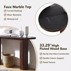 Console moderne de 63 po, tables d'entrée étroites pour couloir, plateau en faux marbre avec texture en arc, table d'appoint canapé cannelée pour salon