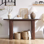 Console moderne de 63 po, tables d'entrée étroites pour couloir, plateau en faux marbre avec texture en arc, table d'appoint canapé cannelée pour salon