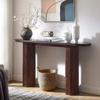 63 Modern Console Table, Narrow Entryway Tables for Hallway, Arc Faux Marble Texture Top, Fluted Sofa Side Display Table for Living Room