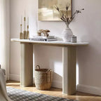 Console moderne de 63 po, tables d'entrée étroites pour couloir, plateau en faux marbre avec texture en arc, table d'appoint canapé cannelée pour salon