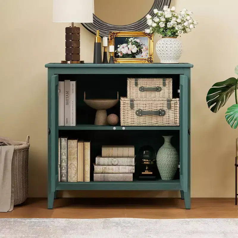 GDFStudio Yann Buffet moderne en bois avec 2 portes et pieds sculptés