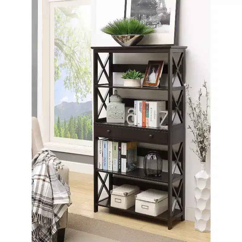 HomeStock Oxford 5 Tier Bookcase with Drawer