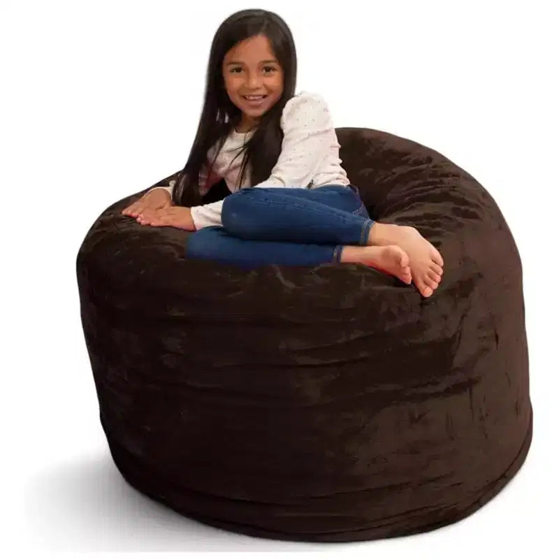 Ultimate Sack 3 ft Bean Bag Chair, Oversized Indoor Comfy Lounger, Brown Fur