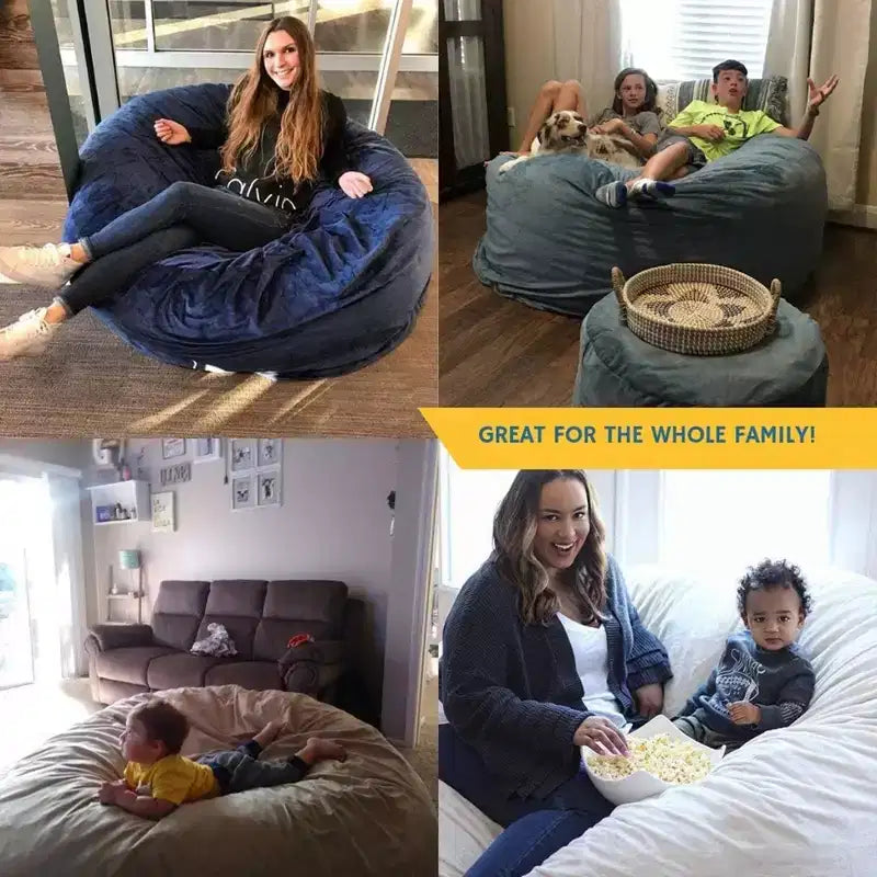 Pouf Ultimate Sack 3 pi, Fauteuil Lounger Confortable Surdimensionné d'Intérieur, Fourrure Marron