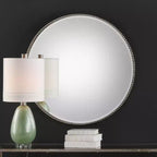 Miroir surdimensionné rond Uttermost Stefania 40 feuilles d'argent antique
