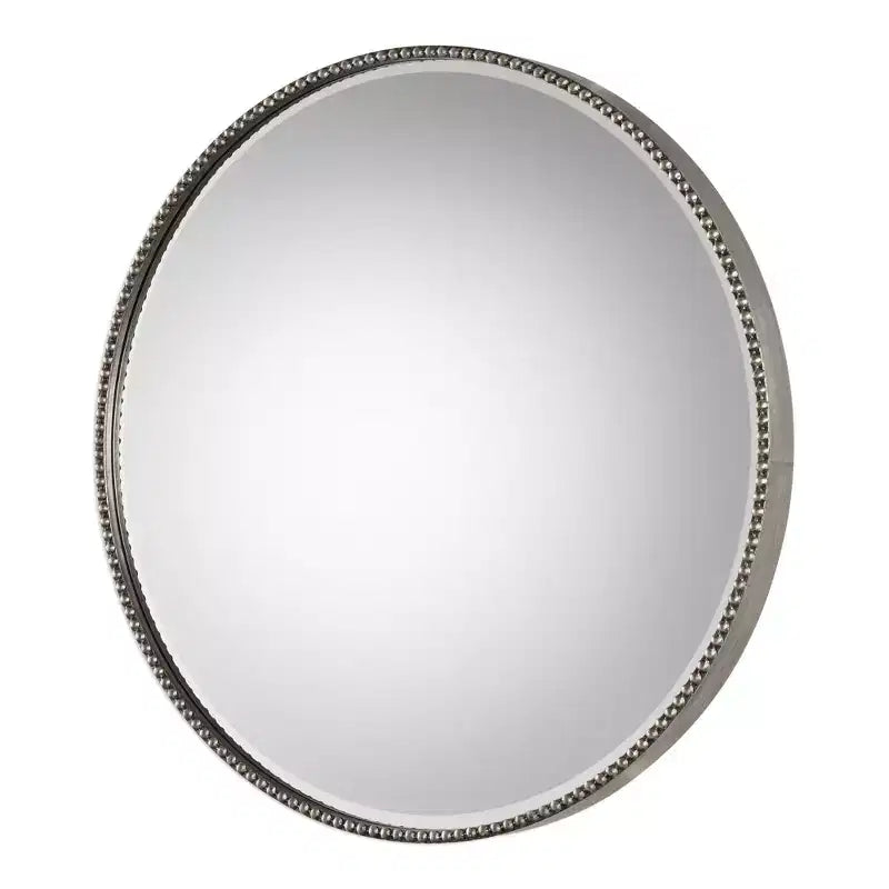 Miroir surdimensionné rond Uttermost Stefania 40 feuilles d'argent antique