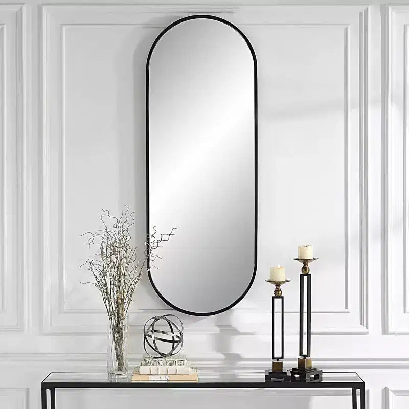 Miroir ovale Uttermost Varina 60 x 22 avec cadre noir