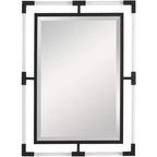 Uttermost Balkan Matte Black 28 x 38 Rectangular Wall Mirror