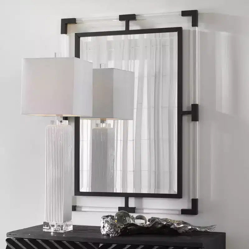 Miroir mural rectangulaire Uttermost Balkan noir mat 28 x 38