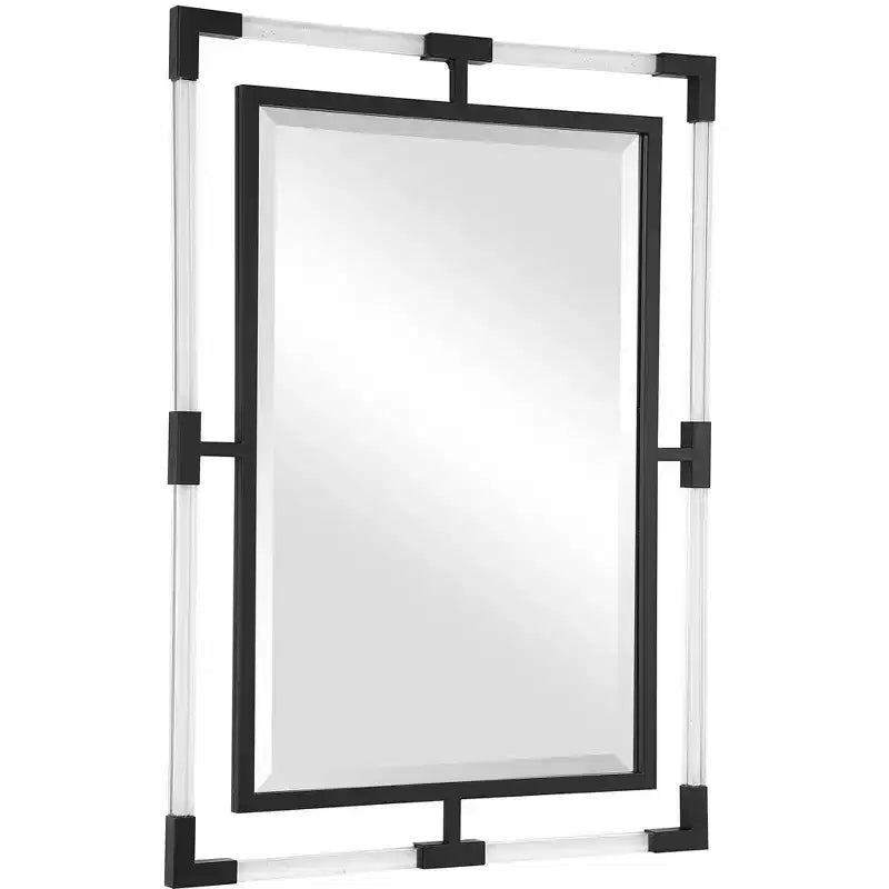 Miroir mural rectangulaire Uttermost Balkan noir mat 28 x 38