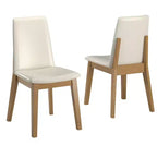 Chaise de salle à manger en cuir vegan blanc avec finition bois Fuske (lot de 2) - iNSPIREQ