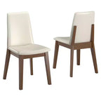 Chaise de salle à manger en cuir vegan blanc avec finition bois Fuske (lot de 2) - iNSPIREQ