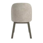 Chaise de salle à manger à dossier bas incurvé en tissu taupe Fuske Wood Finish (lot de 2) - iNSPIREQ