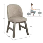 Chaise de salle à manger à dossier bas incurvé en tissu taupe Fuske Wood Finish (lot de 2) - iNSPIREQ