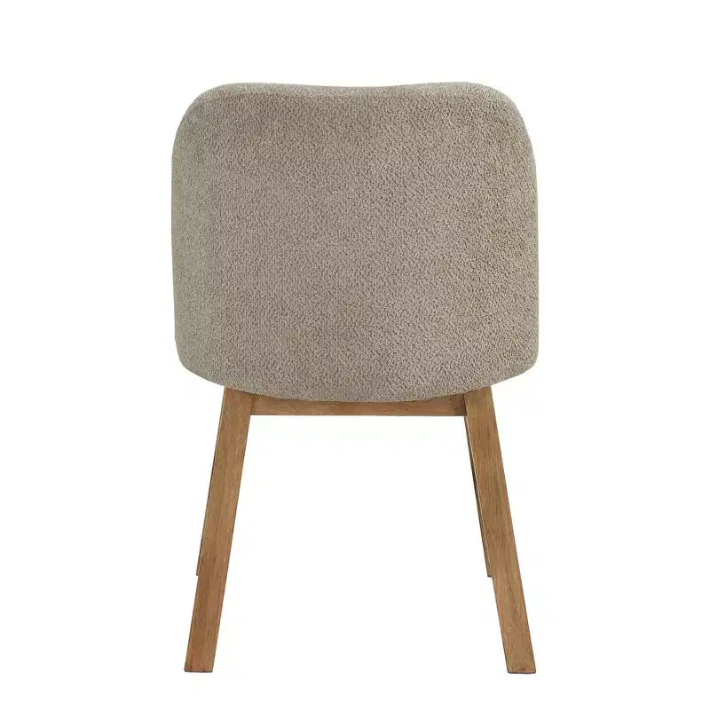 Chaise de salle à manger à dossier bas incurvé en tissu taupe Fuske Wood Finish (lot de 2) - iNSPIREQ