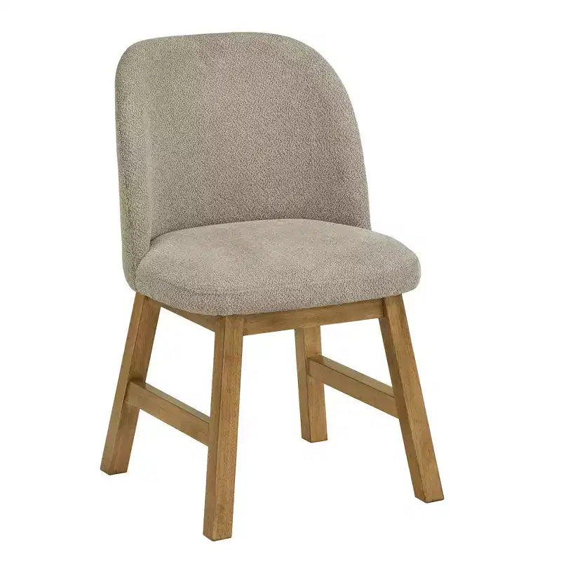 Chaise de salle à manger à dossier bas incurvé en tissu taupe Fuske Wood Finish (lot de 2) - iNSPIREQ