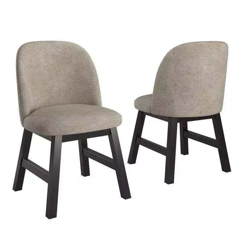 Fuske Wood Finish Taupe Fabric Curved Low Back Dining Chair (Set of 2) - iNSPIREQ