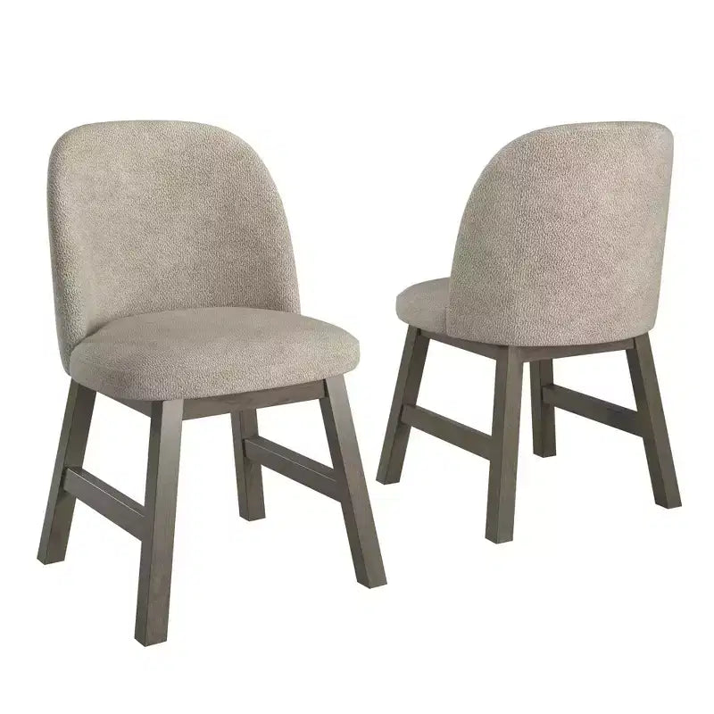 Chaise de salle à manger à dossier bas incurvé en tissu taupe Fuske Wood Finish (lot de 2) - iNSPIREQ