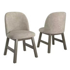 Chaise de salle à manger à dossier bas incurvé en tissu taupe Fuske Wood Finish (lot de 2) - iNSPIREQ