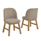 Chaise de salle à manger à dossier bas incurvé en tissu taupe Fuske Wood Finish (lot de 2) - iNSPIREQ