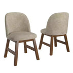 Chaise de salle à manger à dossier bas incurvé en tissu taupe Fuske Wood Finish (lot de 2) - iNSPIREQ