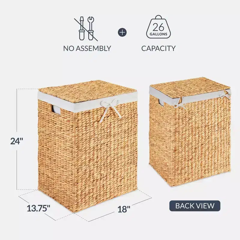 Panier à linge Best Choice Products avec couvercle, panier à linge tressé à la main, avec doublure amovible et poignées intégrées