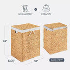 Panier à linge Best Choice Products avec couvercle, panier à linge tressé à la main, avec doublure amovible et poignées intégrées
