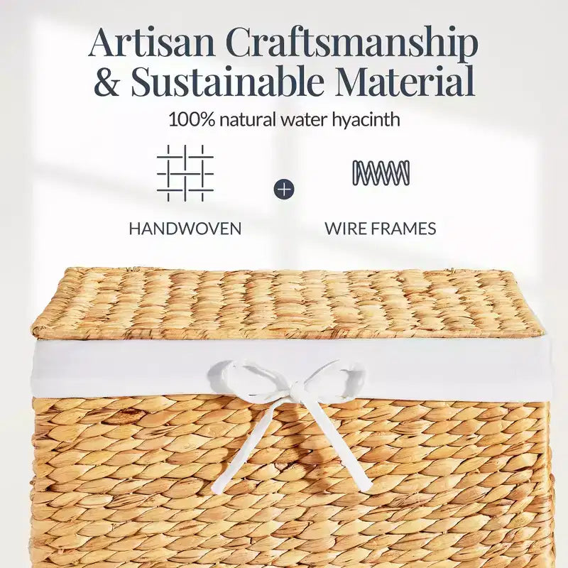 Panier à linge Best Choice Products avec couvercle, panier à linge tressé à la main, avec doublure amovible et poignées intégrées