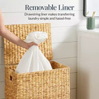 Panier à linge Best Choice Products avec couvercle, panier à linge tressé à la main, avec doublure amovible et poignées intégrées