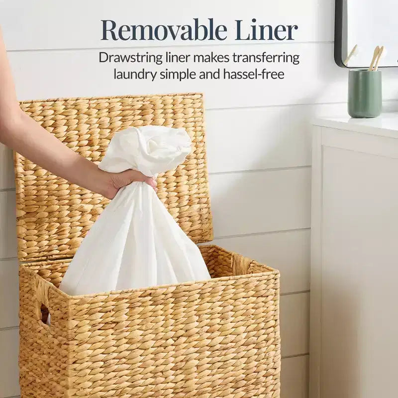 Panier à linge Best Choice Products avec couvercle, panier à linge tressé à la main, avec doublure amovible et poignées intégrées