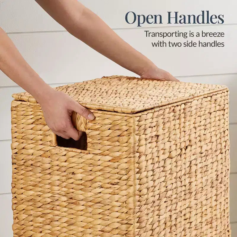 Panier à linge Best Choice Products avec couvercle, panier à linge tressé à la main, avec doublure amovible et poignées intégrées