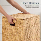 Panier à linge Best Choice Products avec couvercle, panier à linge tressé à la main, avec doublure amovible et poignées intégrées