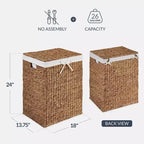 Panier à linge Best Choice Products avec couvercle, panier à linge tressé à la main, avec doublure amovible et poignées intégrées